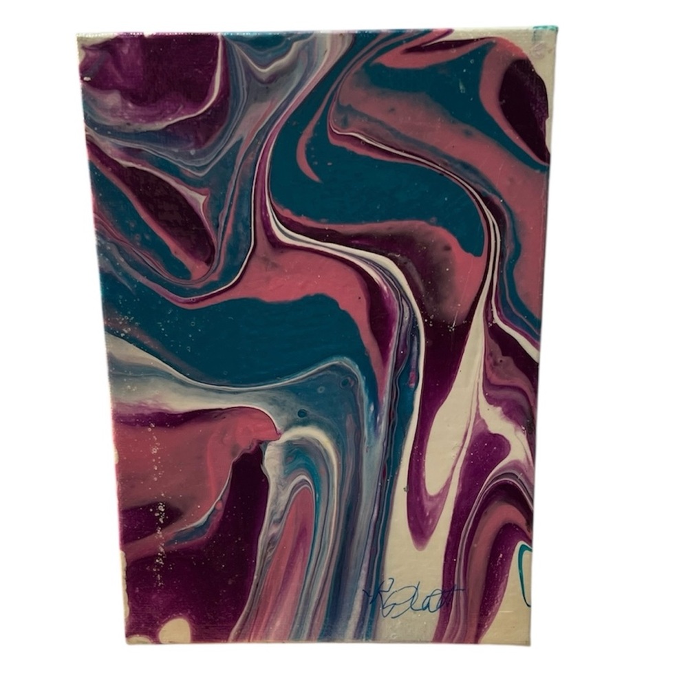 Canvas Board 5x7 Purple and teal Acrylic Abstract Painting - Picture 1 of 3